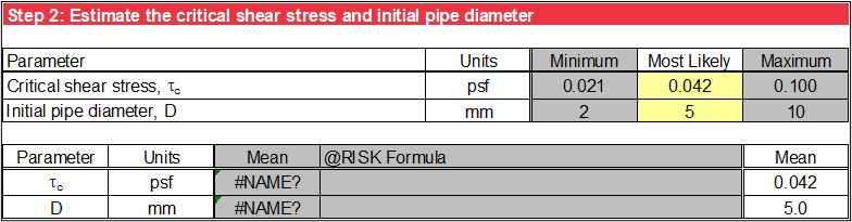 Step 2 of Cylindrical Pipe worksheet: Deterministic analysis.